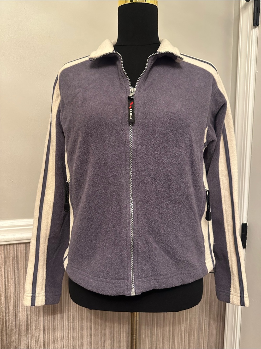 Vintage 90s L.L.Bean Outdoors Fleece Jacket M Made USA Purple Colorblock